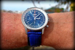 Breitling sur bracelet montre vanuatu alligator bleu