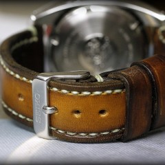 seiko sumo sur bracelet montre cuir canotage modèle patiné